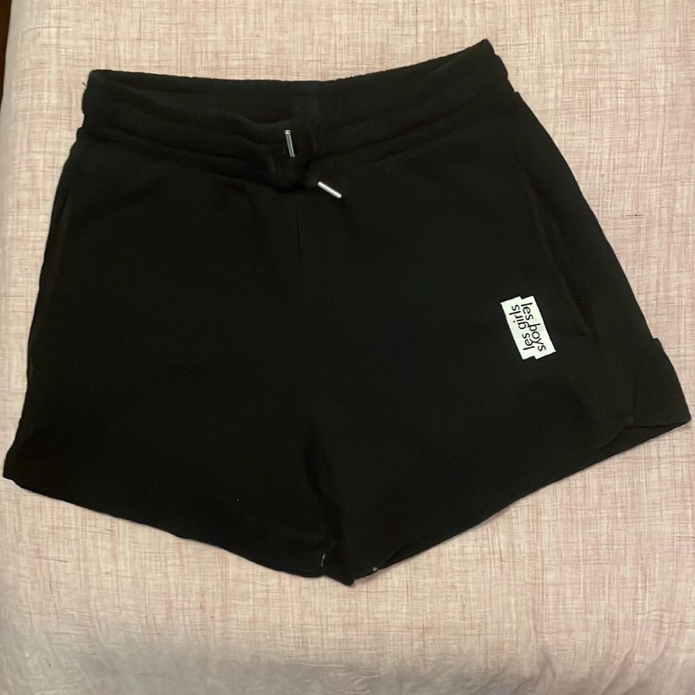 LES GIRLS LES BOYS Loopback Shorts in black